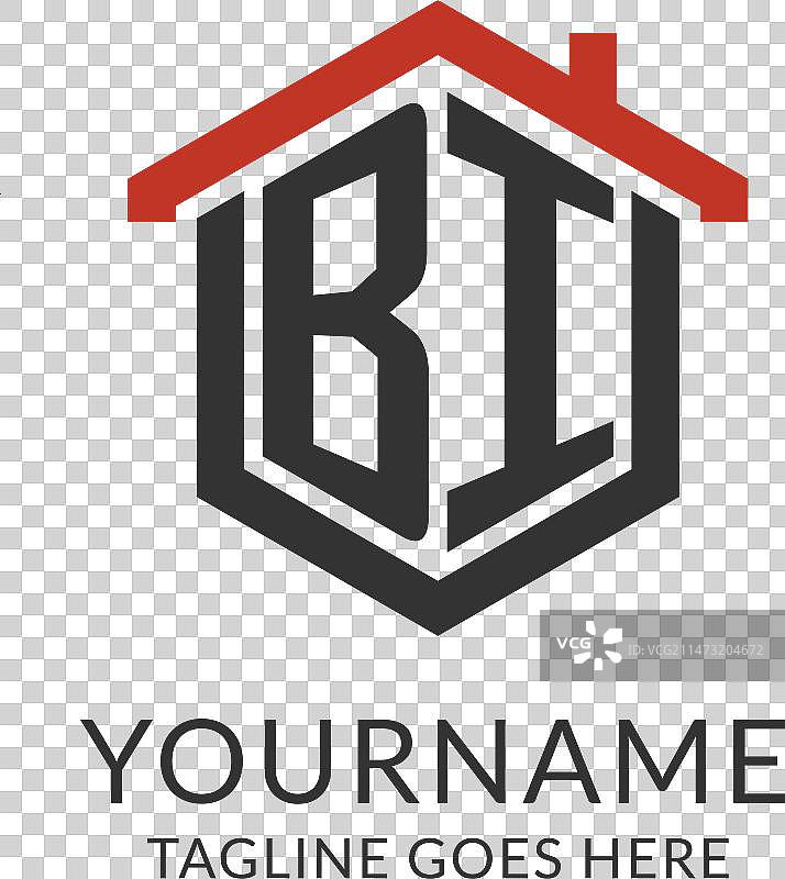 BI字母屋顶六边形组合logo图片素材