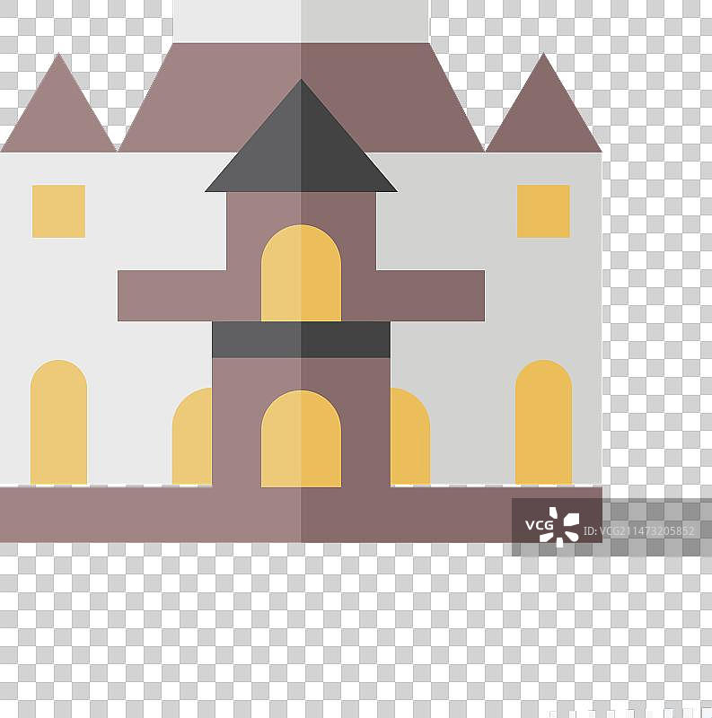 与法国相关的罗丹博物馆扁平图标图片素材