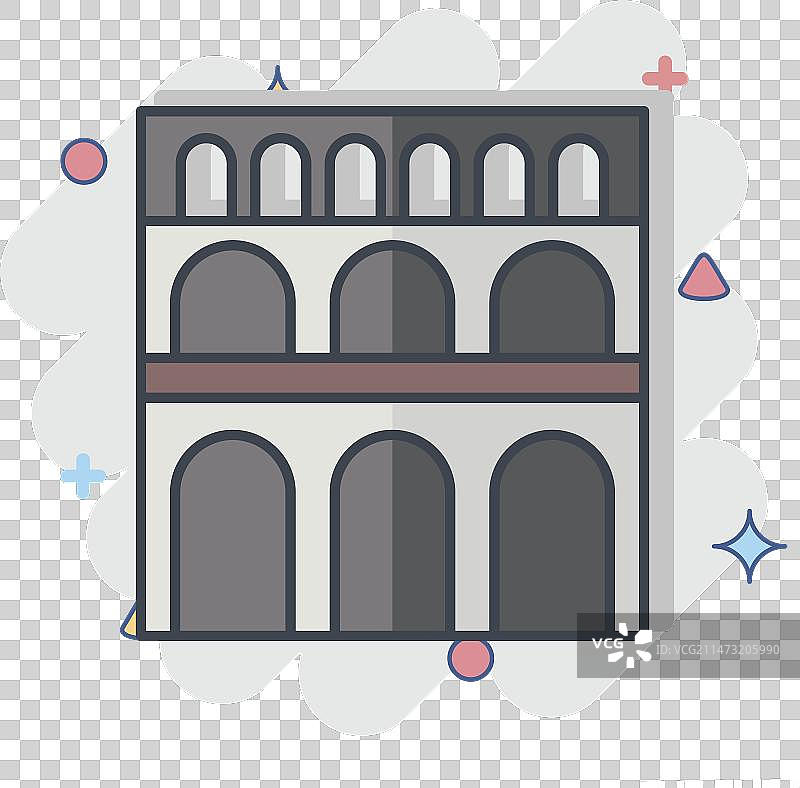 法国加尔桥图标，卡通风格图片素材