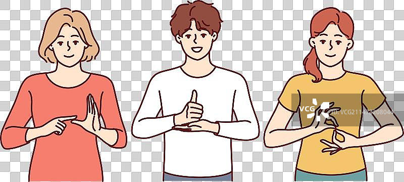 聋哑人用手语表达图片素材