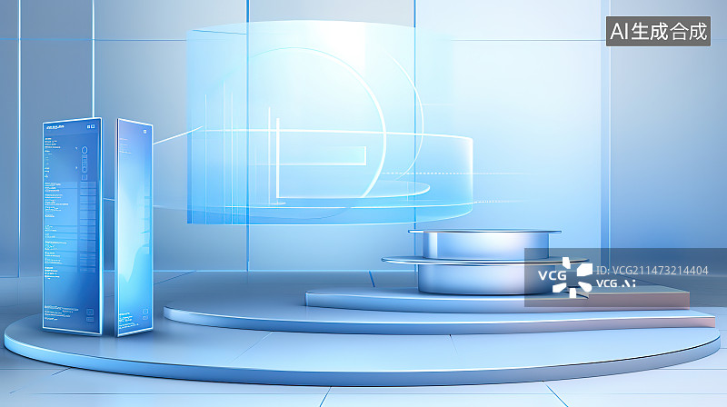 【AI数字艺术】蓝色背景下的空杯子图片素材
