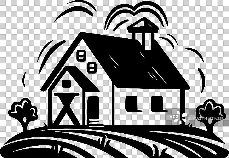 农舍 - 简约扁平风格标志图片素材