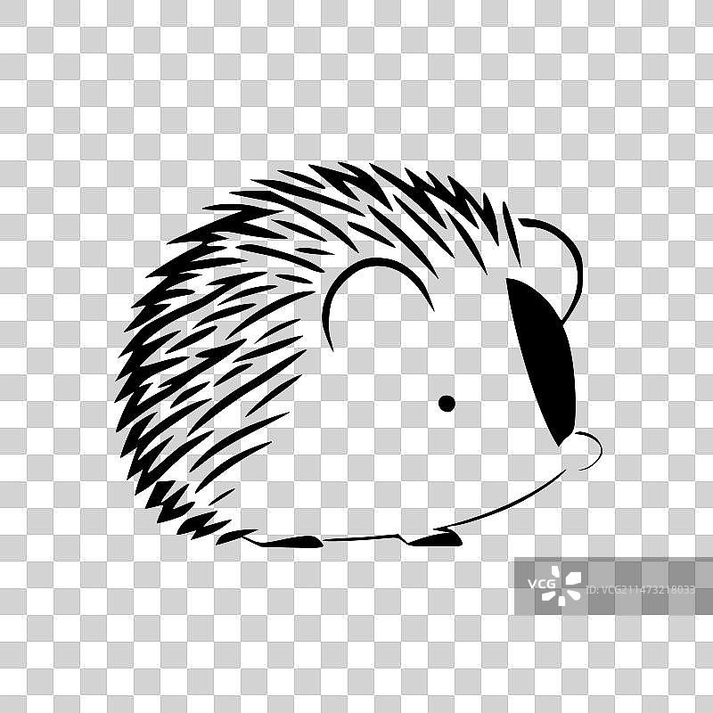 黑白刺猬隔离图标图片素材