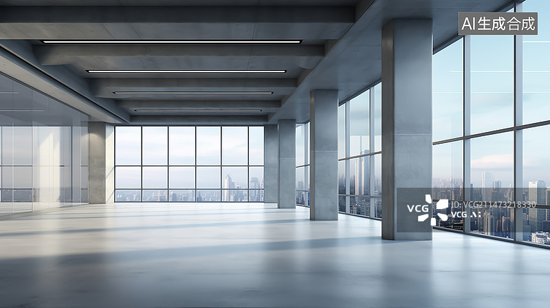 【AI数字艺术】室内空旷商务背景图片素材