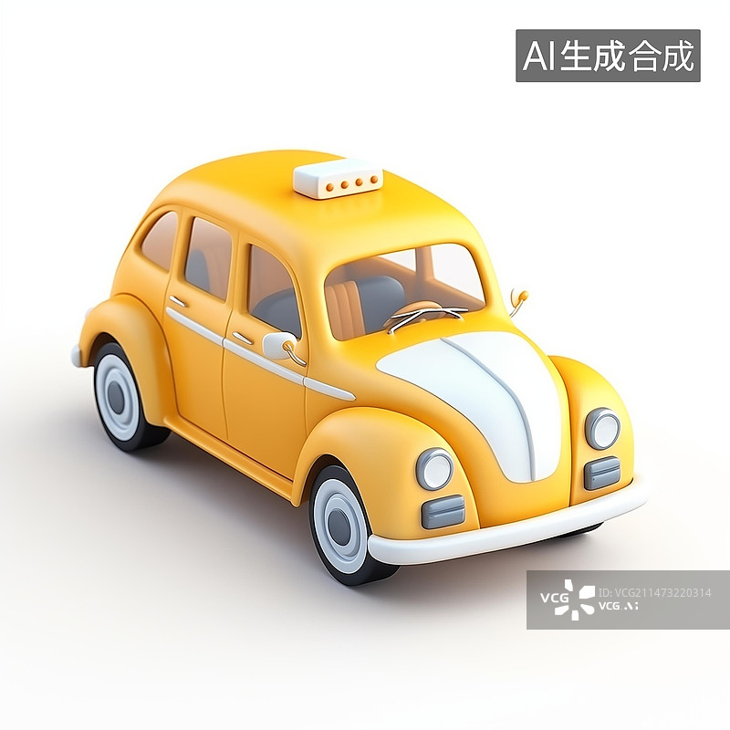 【AI数字艺术】迷你可爱汽车模型出租车图片素材