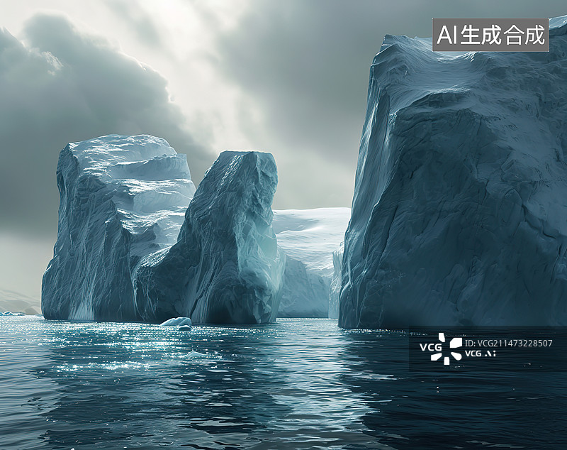 【AI数字艺术】阴天的云层与冰川图片素材
