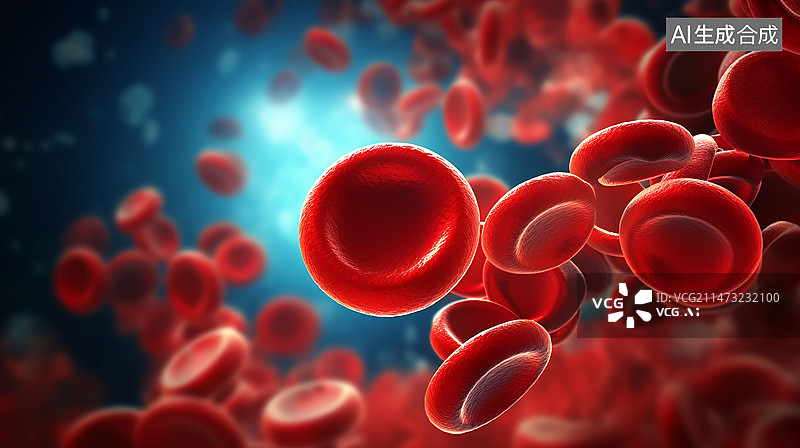 【AI数字艺术】血红蛋白细胞在血液中流动图片素材