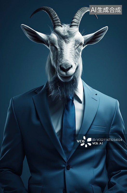 【AI数字艺术】站在灰色背景下的商人肖像图片素材