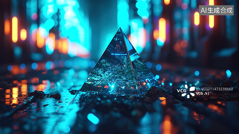 【AI数字艺术】灯光照射下的桌子上的戒指特写镜头图片素材