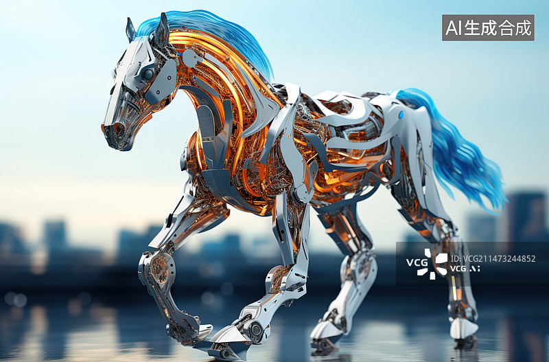 【AI数字艺术】城市中的马图片素材