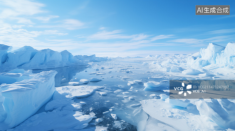 【AI数字艺术】冬季冰川，浮冰，冰块，背景图片素材