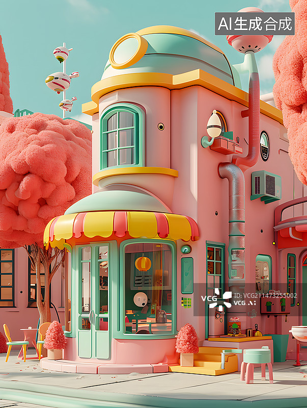 【AI数字艺术】彩虹颜色门店快闪店图片素材