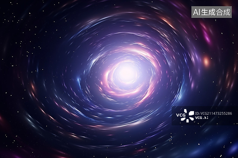 【AI数字艺术】数字星系多彩黑洞场景抽象图形海报网页PPT背景图片素材