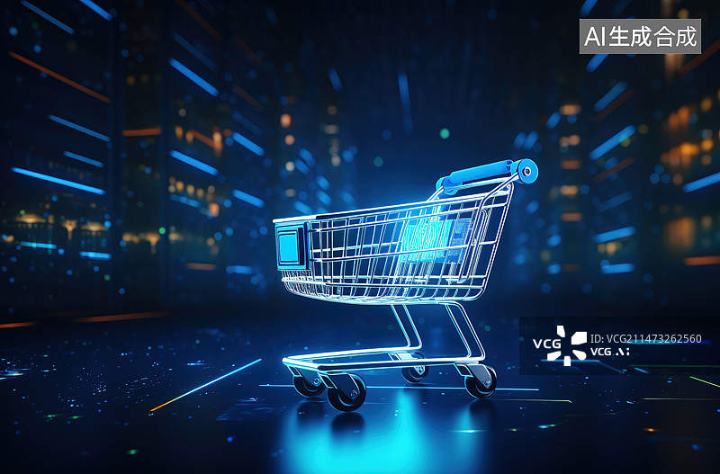 【AI数字艺术】购物车里的笔记本电脑图片素材