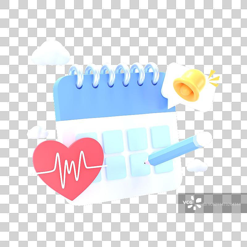 3D立体医疗日历插画图片素材