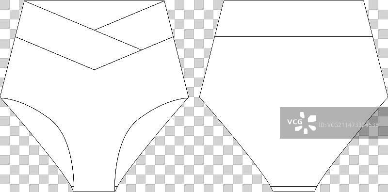 模板交叉高腰比基尼泳裤扁平设计图片素材