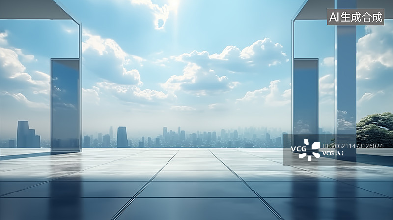 【AI数字艺术】现代城市建筑，汽车广告背景图，背景，建筑背景，广场，地面图片素材