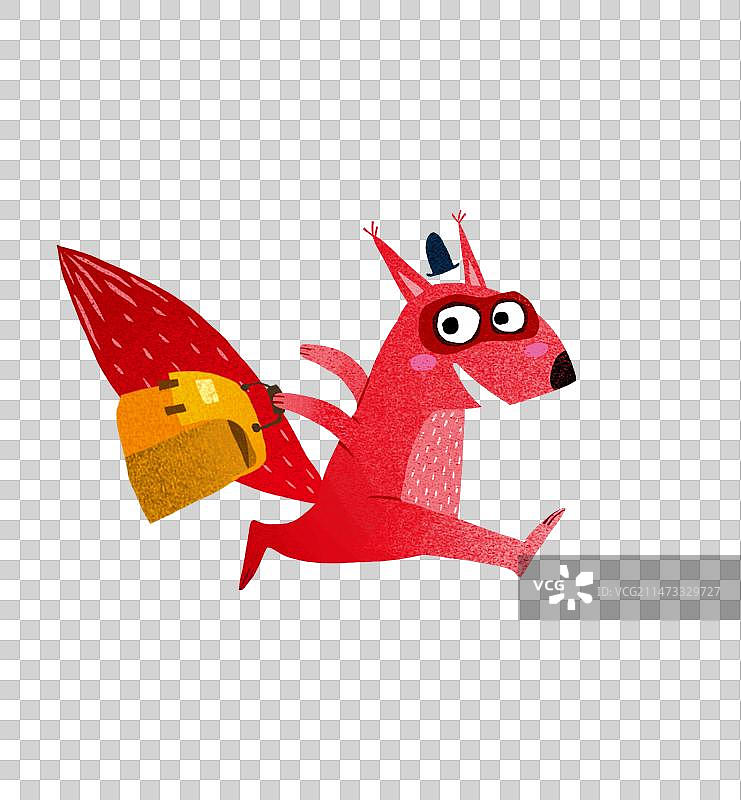 png免抠元素 提着皮包跑步的红松鼠图片素材