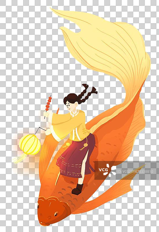 鱼和女孩图片素材