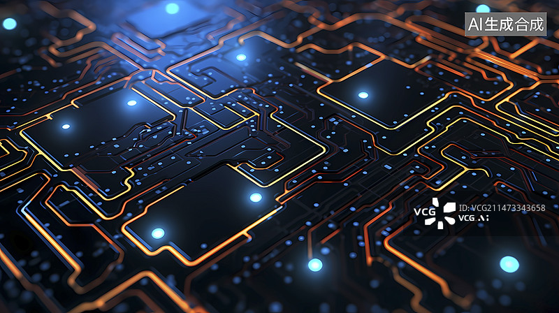 【AI数字艺术】数码赛博朋克电路图案海报背景图片素材