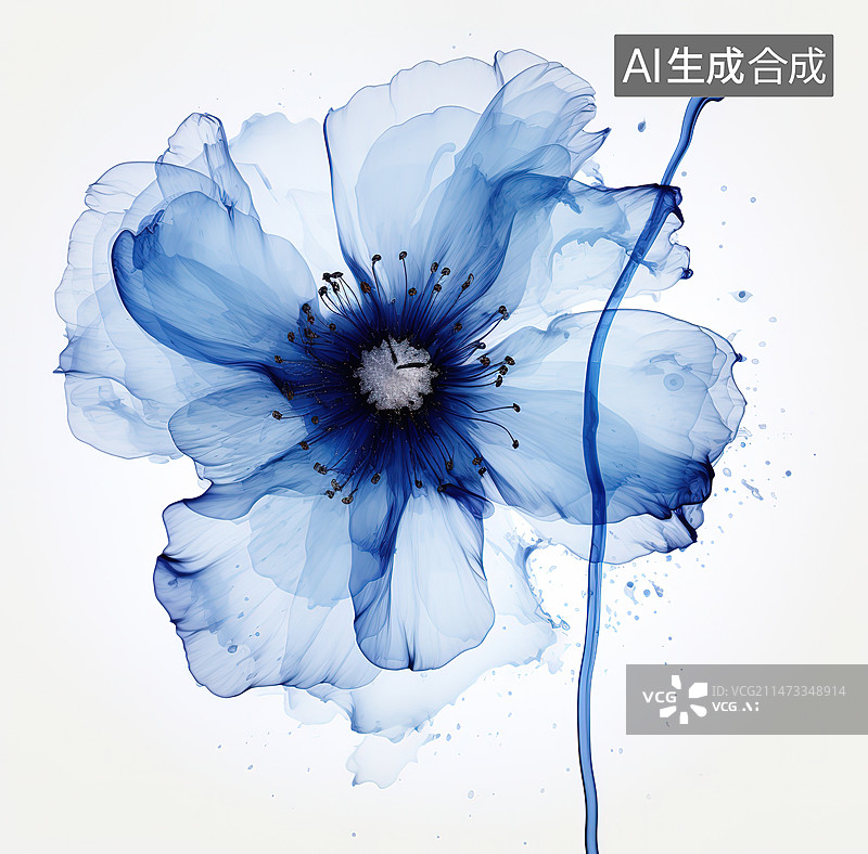 【AI数字艺术】白色背景下紫色花朵的特写镜头图片素材