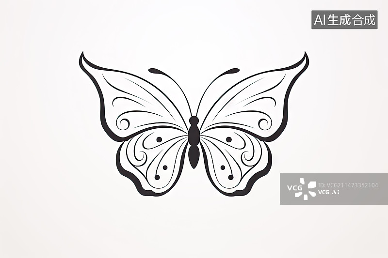 【AI数字艺术】线稿的蝴蝶图片素材