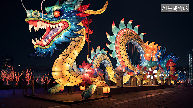 【AI数字艺术】彩色的龙灯图片素材