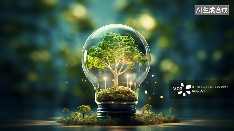 【AI数字艺术】地球一小时节能减排绿色环保节约用电概念插图图片素材