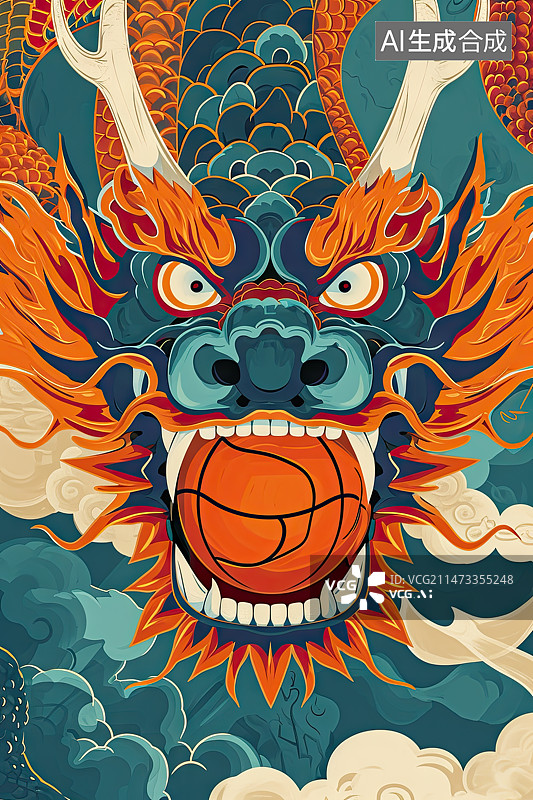 【AI数字艺术】中国龙的正面肖像图片素材