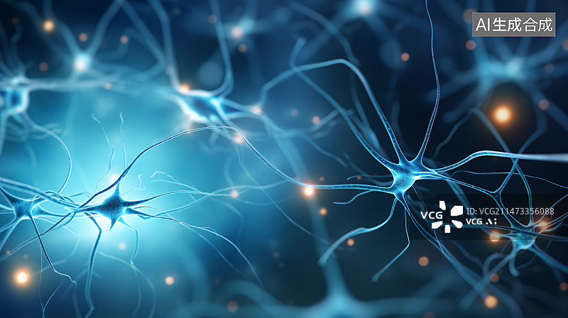 【AI数字艺术】神经元脑神经神经系统痛觉神经插画素材，医疗科技概念插图图片素材