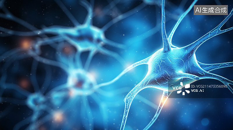 【AI数字艺术】神经元脑神经神经系统痛觉神经插画素材，医疗科技概念插图图片素材