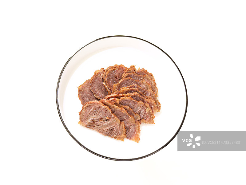 一盘子酱牛肉的白底图图片素材