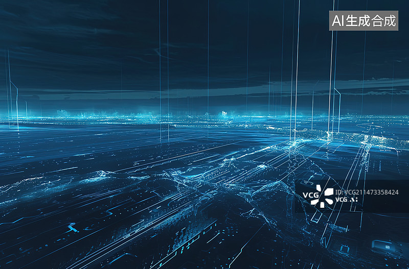 【AI数字艺术】科技概念的城市风光图片素材