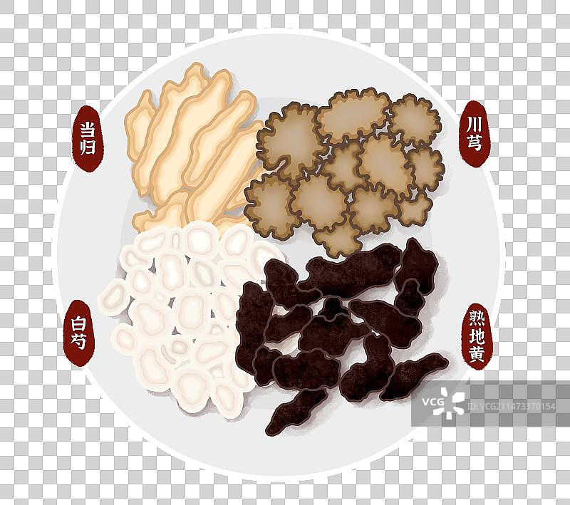 中医中药四物汤插画元素图片素材