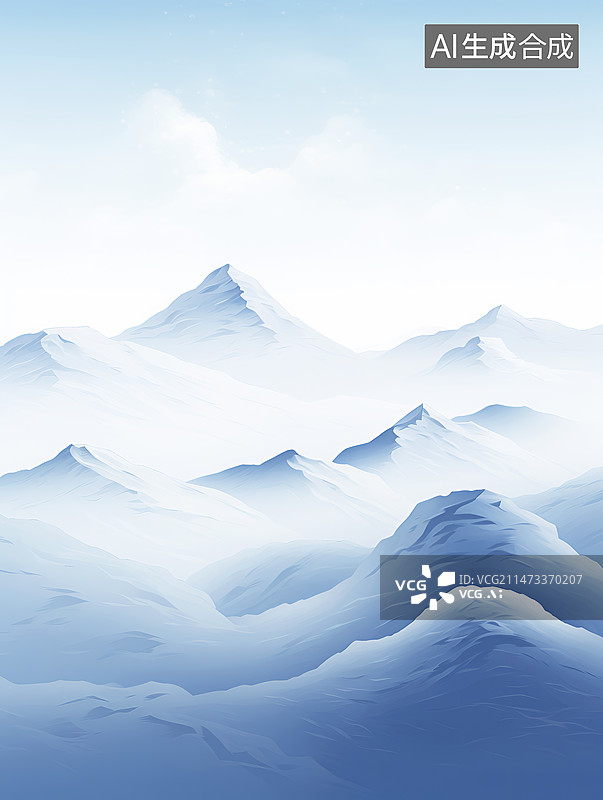 【AI数字艺术】水彩风格暴风雪中的雪山插画背景图图片素材