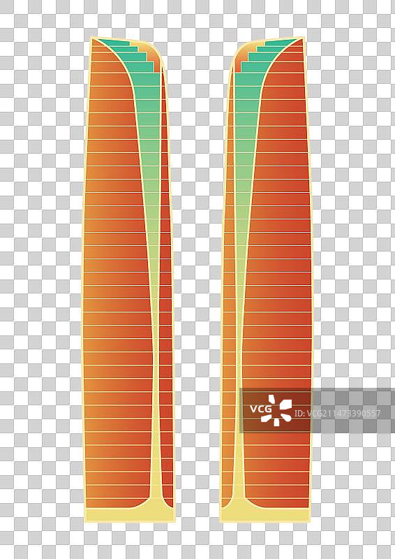 成都金融双子塔矢量插画元素图片素材