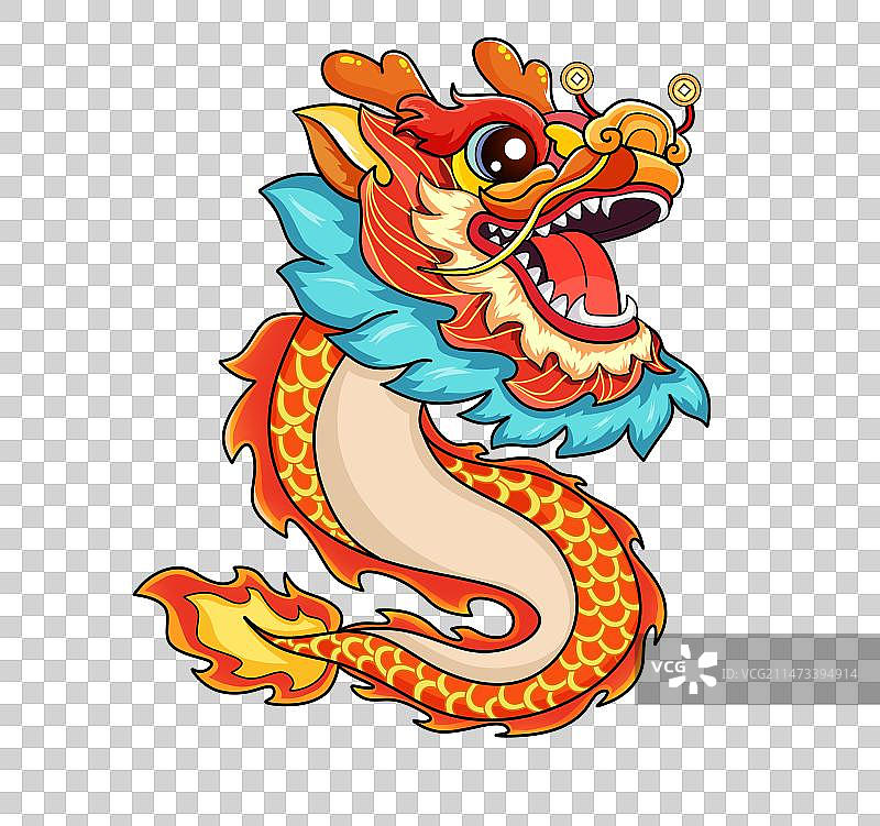 国潮插画手绘龙图片素材