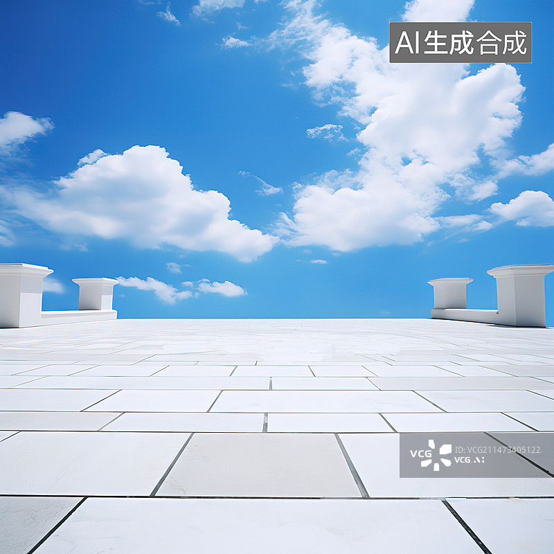 【AI数字艺术】蓝天下的广场空地图片素材