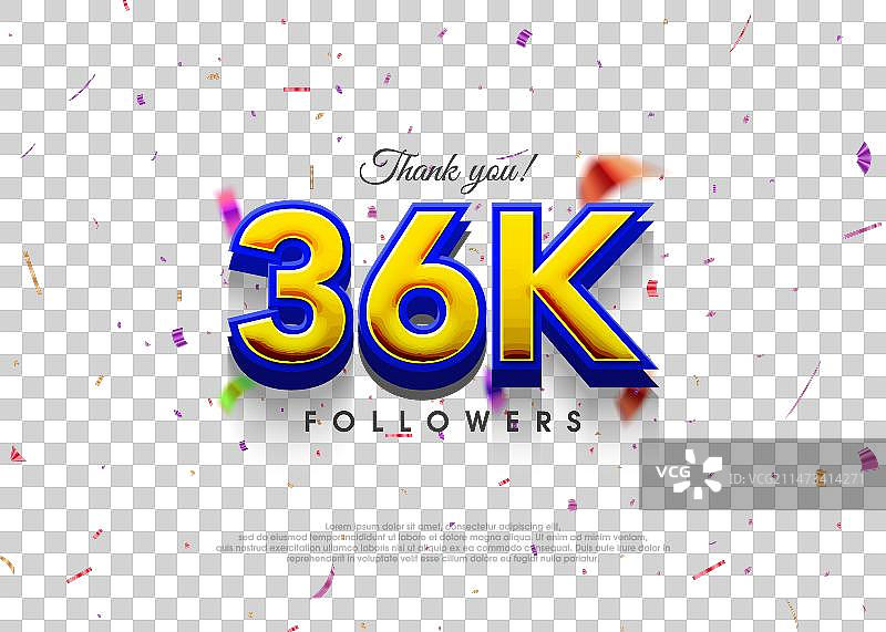 彩色主题3.6万粉丝感谢问候图片素材