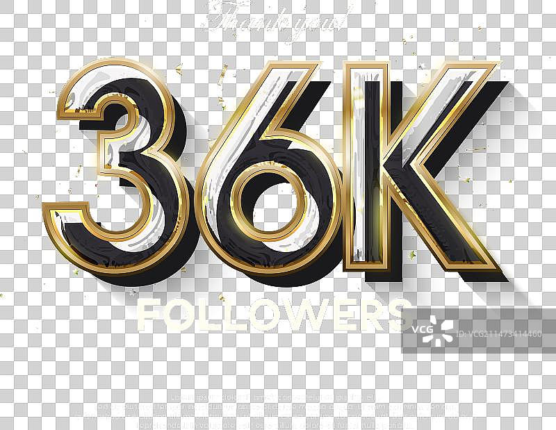 金色线条感谢3.6万粉丝图片素材