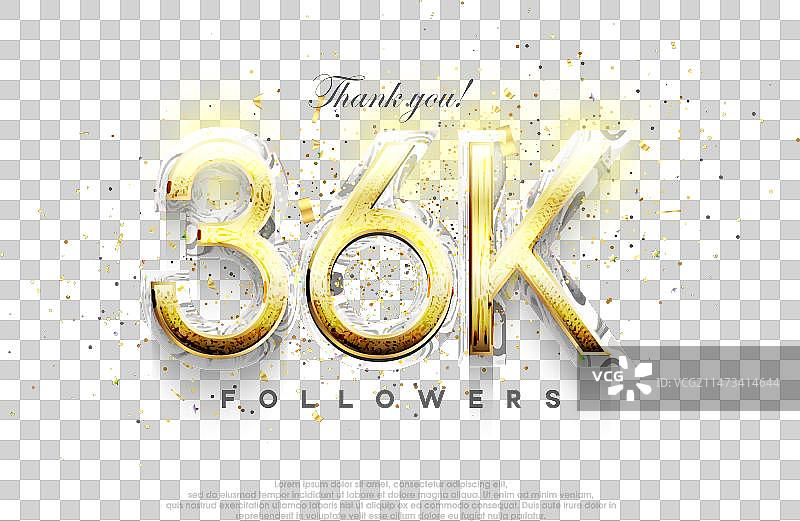 金色3.6万粉丝庆祝数字图片素材