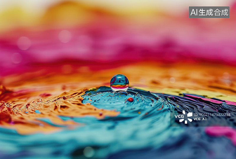 【AI数字艺术】水滴落在玻璃上的特写镜头图片素材