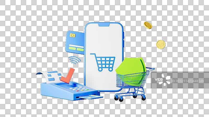 信用卡支付，在白色背景的信用卡机上购买和销售产品和服务图片素材