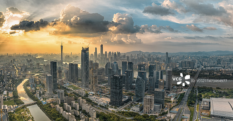 广州琶洲西区晚霞图片素材