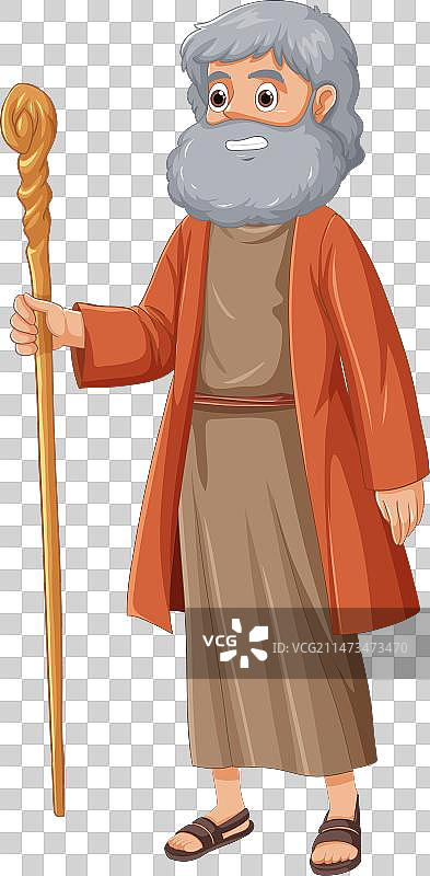 摩西卡通人物，宗教圣经故事图片素材