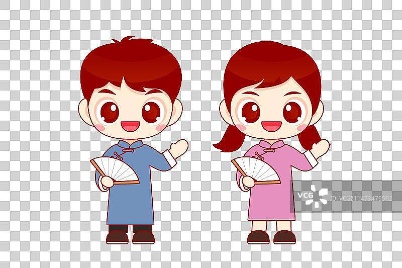 卡通长衫旗袍人物图片素材