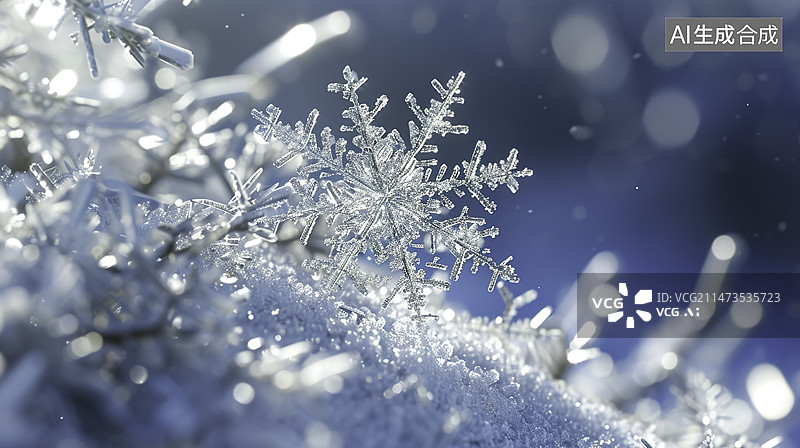 【AI数字艺术】冰花、雪和水晶结霜的冬季景色图片素材