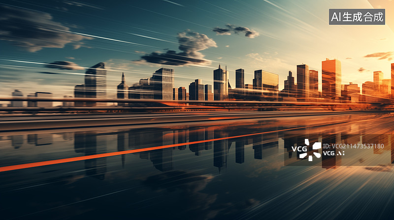 【AI数字艺术】现代城市风光道路背景图片素材