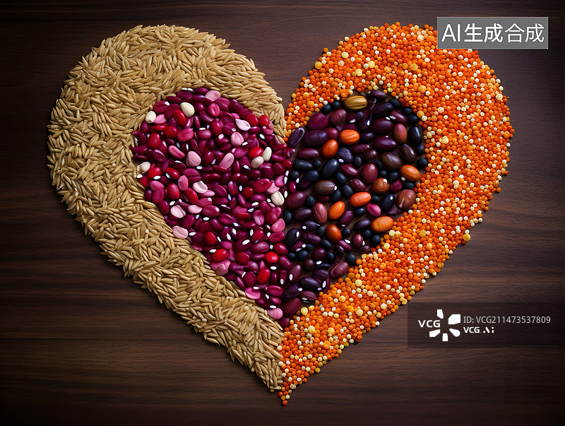 【AI数字艺术】各种粮食爱心拼盘图片素材