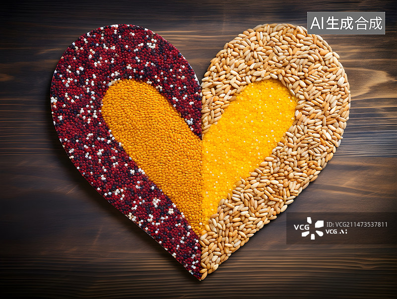 【AI数字艺术】各种粮食爱心拼盘图片素材